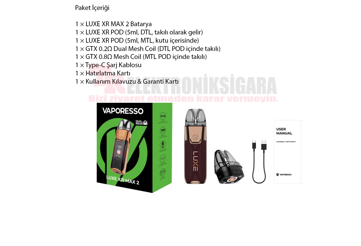 Vaporesso LUXE XR Max 2 Pod Mod Elektronik Sigara