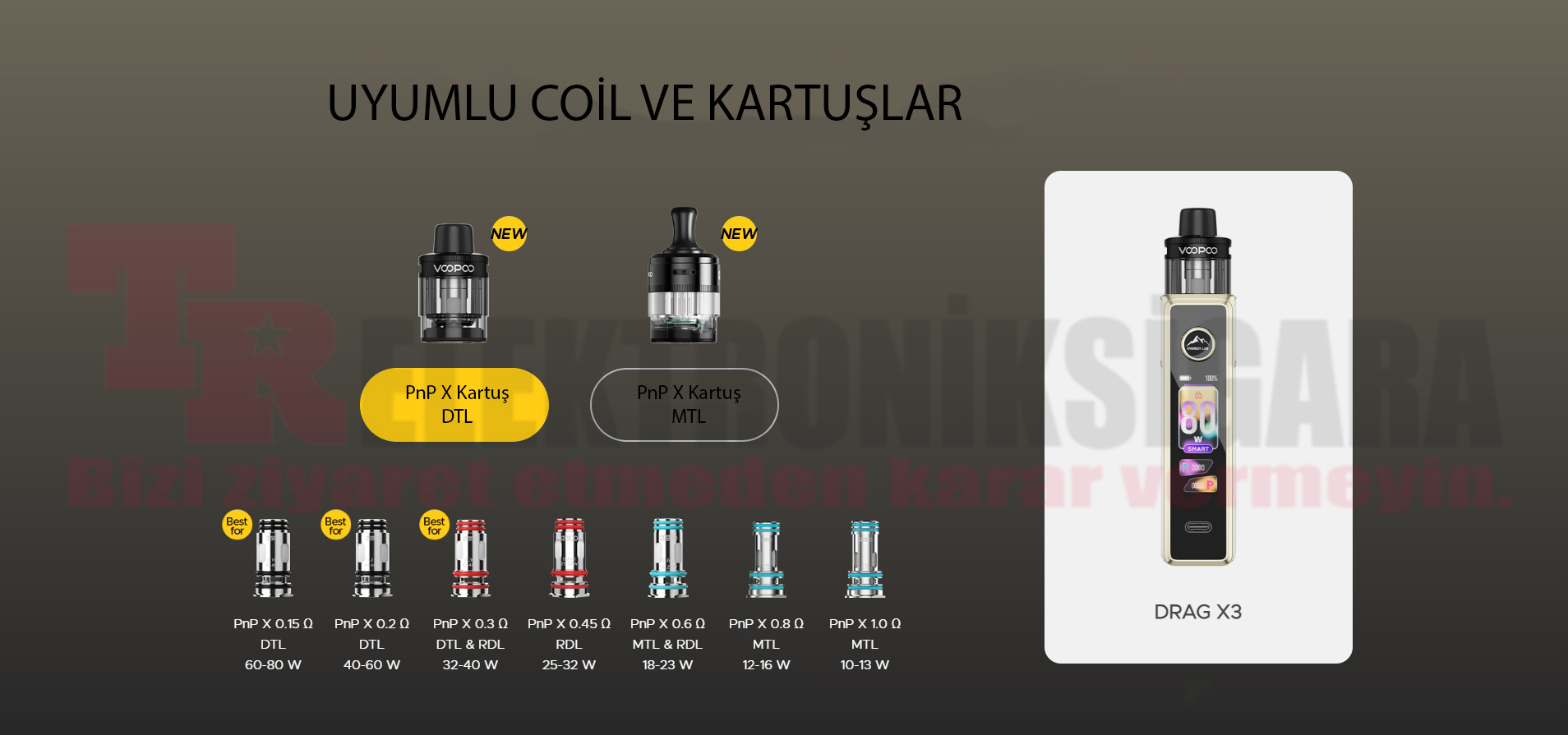 Voopoo Drag X3 Kit 80W Pod Mod Elektronik Sigara
