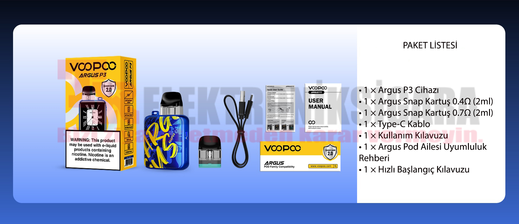 Voopoo Argus P3 Pod Kit 30W Elektronik Sigara